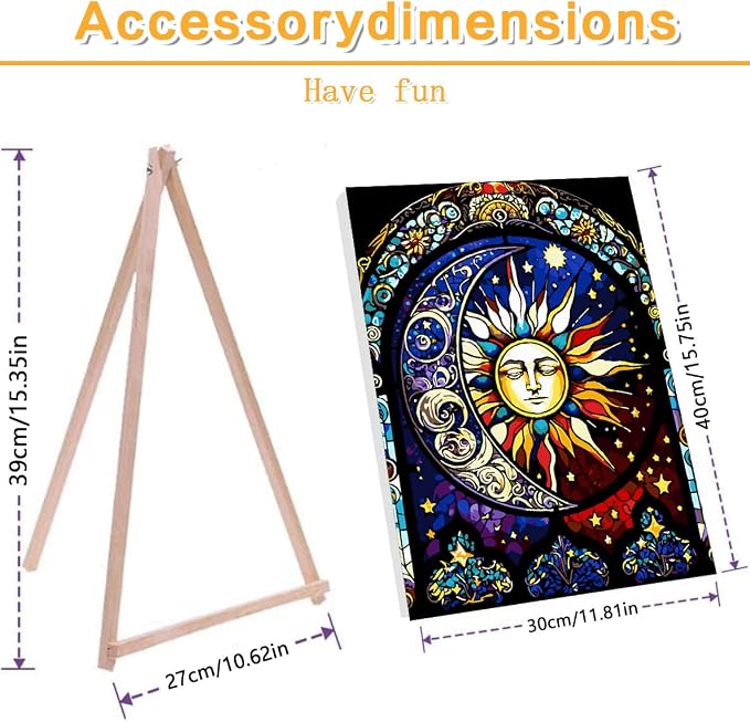 Meothan Framed Paint by Numbers Kits for Adults 12x16in with Wooden Easel | Adult Paint by Number on Canvas, DIY Sun Moon Acrylic Oil Painting Kits with Brushes for Home Wall Decor (30x40cm)