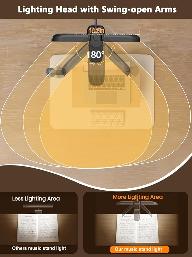 Vekkia 96 Led Rechargeable Music Stand Light - Folding Clip On Piano Lamp