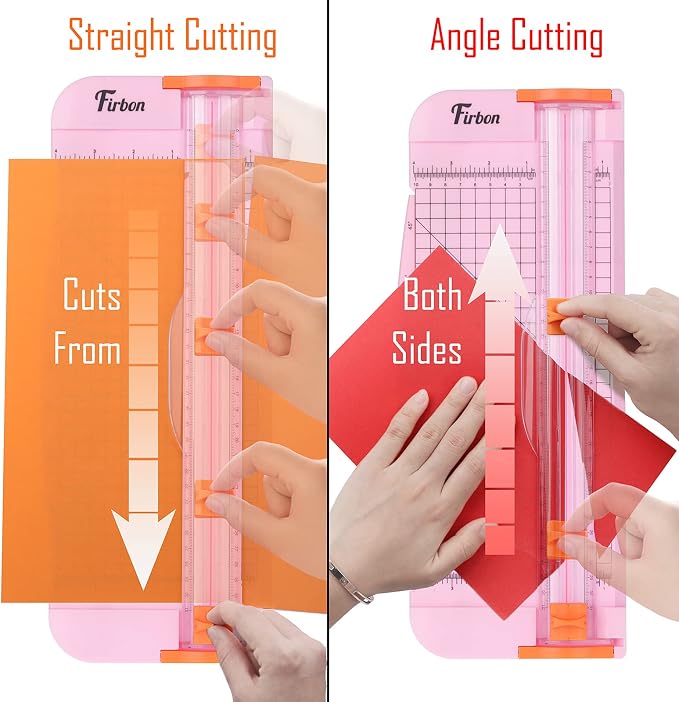 Firbon A4 Paper Cutter, 12 Inch Paper Trimmer with Extened Ruler, Pink