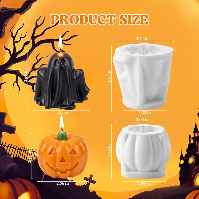 SACATR 5LB Halloween Candle Making Kit with Pumpkin & Ghost Silicone Molds