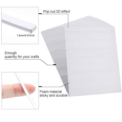 Outus 1000 Pcs Foam Strips with Adhesive, Double Sided Foam Tapes, 3.9 Inch