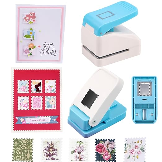 2Pcs /Set 1.1x0.9/1x0.8 Postage Stamp Embossing Punch; Punches Score Tools for Scrapbooking Journaling Paper Craft DIY Card Making Paper Crafting Scrapbooking DIY Card Making Arts Crafts Supplies