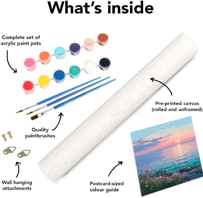 Mrnsiet Paint by Number for Adults Beginners, Easy Lake Paint by Numbers Kits on Canvas, Sunset Oil Painting Kits Adults' Paint-by-Number Kits for Home Wall Decor 16x20 Inch