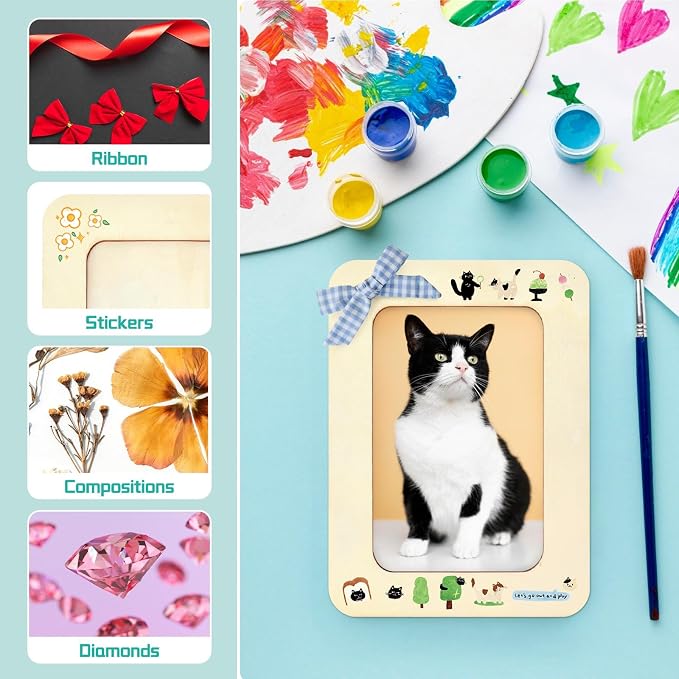 VOKOY 40 Pack Wooden Picture Frames for Crafts, 4" x 6" Photos DIY Wood Picture Frames,Unfinished Standing Photo Frames DIY Crafts Wood Decorate for Wedding Birthday Gifts