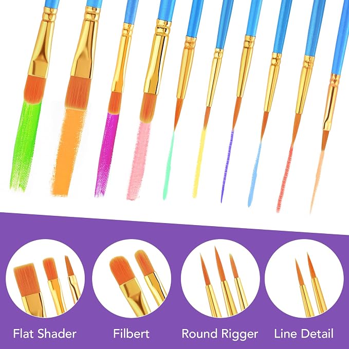 AROIC Acrylic Paint Brush Set, 36pack/360pcs Nylon Hair Paint Brushes | Oil Painting Rock Body Painting, Artist Amateur Craft Paint Brushes Supplies, Children Adult Painting Small Paint Brush Set