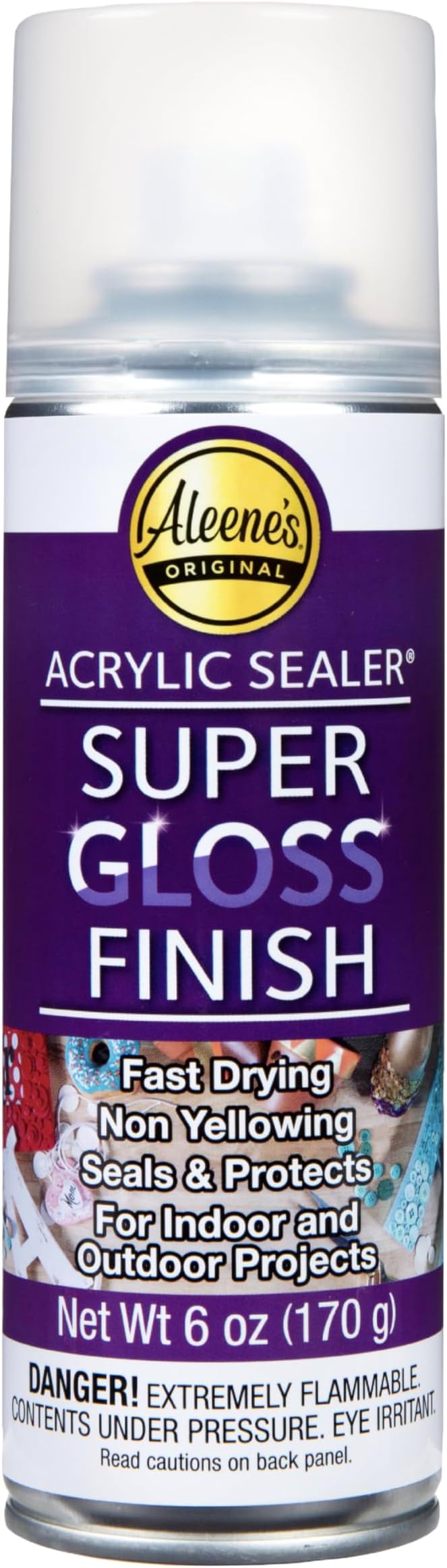 Aleene's Spray Acrylic Sealer, Super Gloss Clear Finish for DIY Crafts & Art Projects, Non-Yellowing, Fast Dry Time Super Glossy Finish 6 oz.