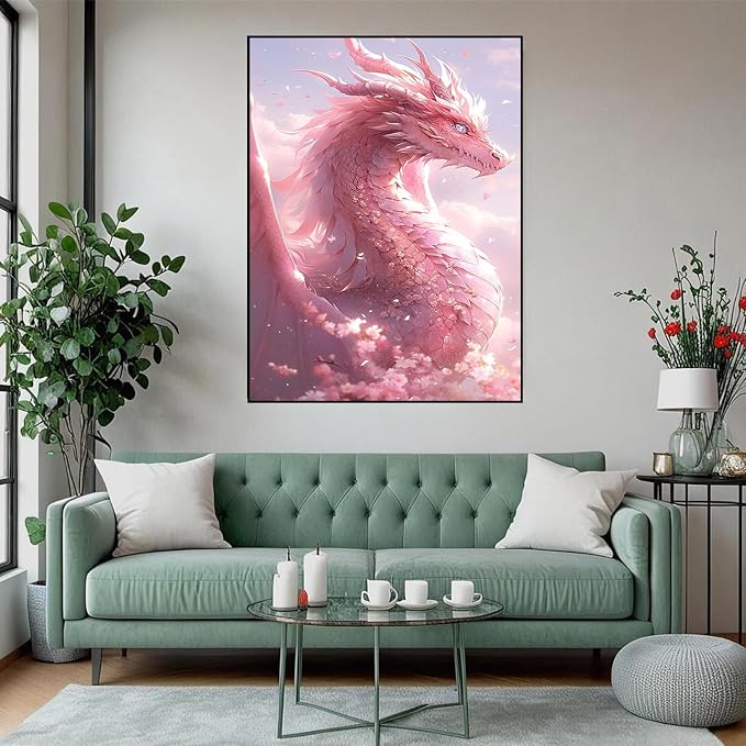 XUCNWL Diamond Art Kits for Adults, Pink Dragon Diamond Painting