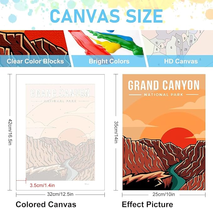 Offito 6 Pack Paint by Numbers Kit for Adults, National Park, 10x14 Inch | Acrylic Number Painting Set, DIY Canvas Art Craft Kit, Beginner Friendly, Home Wall Decor, Stress Relief Relaxing Hobby Gift
