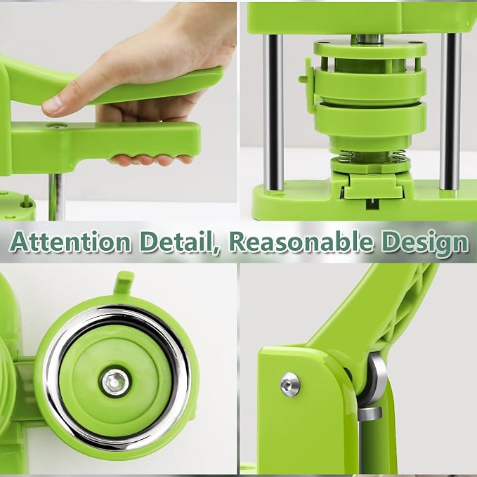 Happizza Button Maker Machine Multiple Sizes, Pin Maker Machine 1+1.25+2.25 inch, Interchangeable Button-Models Badge Button Press Machine with 300 Sets 25+32+58mm Button Maker Supplies&Circle Cutter
