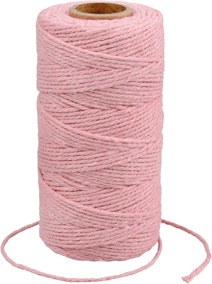 G2PLUS 2MM Cotton String,328 Feet Pink Cotton String for Crafts | Natural Soft and Sturdy, Easy to Cut, Gift Wrapping, Home Decor ,Valentine's Day Gift Twine, Holiday Decor