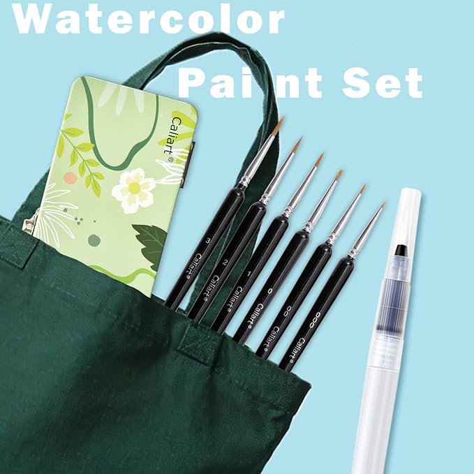 Caliart 50 Colors Watercolor Paint Set, Portable Art Supplies Palette Kit | Travel Water Color Paints with Detail Paintbrush, Art Coloring Painting Gifts for Adults Professionals Beginners Artists