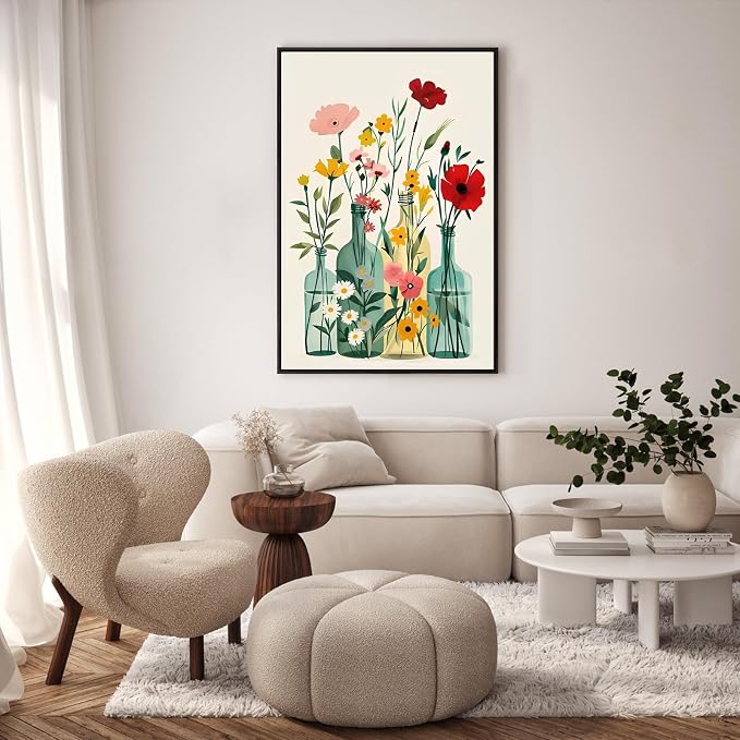 Framed Paint by Numbers Kit for Adults, Easy Wildflowers, 8 x 12 Inch | DIY Adult Paint by Number Kit for Beginners, Floral Wall Decor, Stress Relief Craft Gift, Creative Hobby