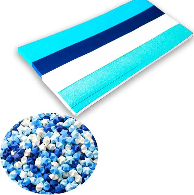 Star Folding Strip Blue Gradient Paper Star Decorative Paper Strip DIY Handicraft (1350 pieces)