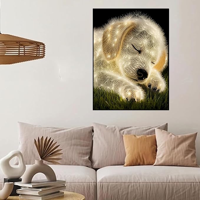 HHMATITS Dog Diamond Art Kits for Adults, Diamond Art Painting 12x16IN
