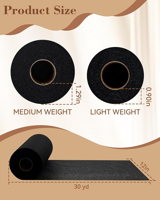 FIVEIZERO Medium Weight Non-Woven Fusible Interfacing for Sewing-12in×30yd