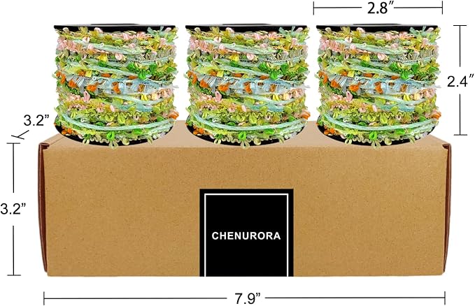 Artisanal Yarn Collection Multifiber Fancy Yarn for Knitting Crocheting Crafts DIY, Set of 3 Rolls (Vivid Green)