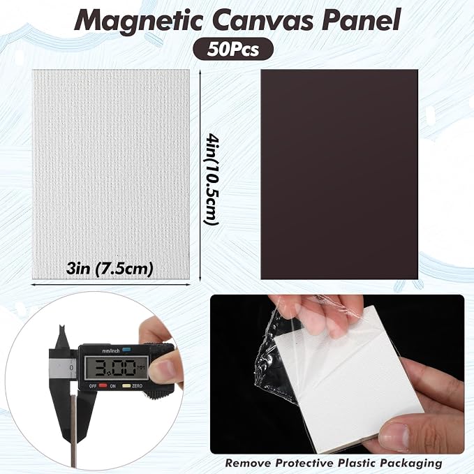 Engrowtic 50 Pcs Magnetic Painting Canvas Panels, 3 x 4 in, Rectangle
