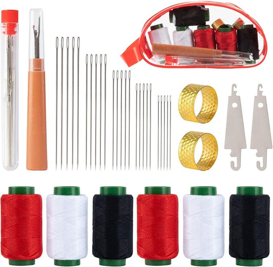 ZMLLAYE Sewing Kit, 37 Pcs Big Eye Sewing Needles Set with Threader | Complete hand sewing kit with big eye needles, threads, thimbles, threaders and seam ripper for easy repairs and DIY crafts.