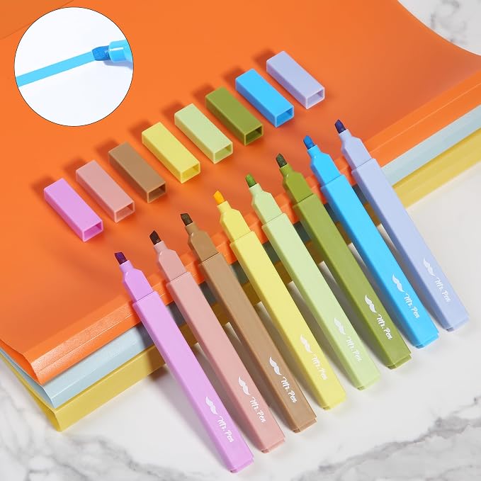 Mr. Pen- Aesthetic Highlighters No Bleed, 8 Pack, Assorted Colors | Chisel Tip, Cute Highlighters Assorted Colors for Journaling, Highlighting, Underlining, Fast Dry, Back to School Supplies