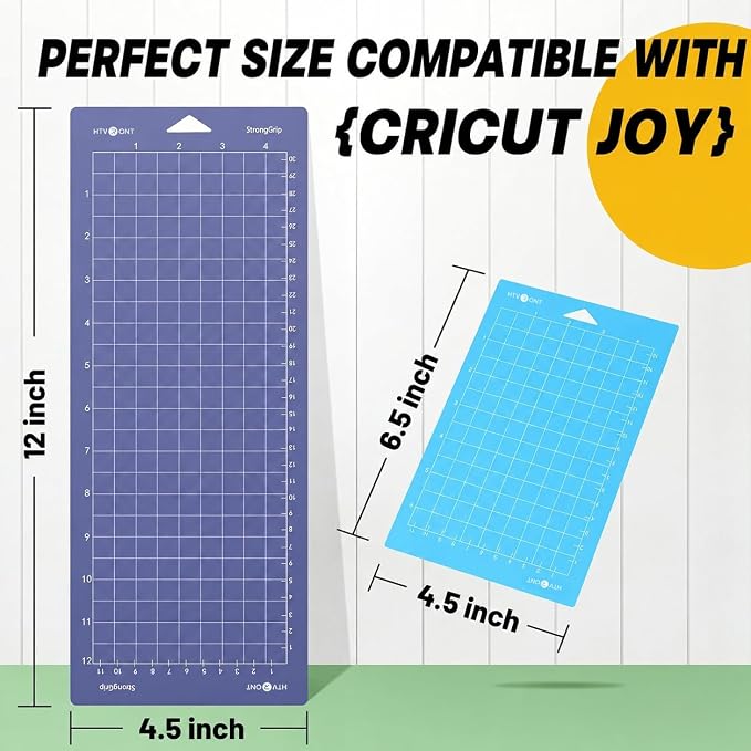 HTVRONT Cutting Mats Compatible with Cricut Joy/Joy 2, 6 Pack | 2 Sizes: 4.5"x12" (3pcs) & 4.5"x6.5" (3pcs), Light/Standard/Strong Stickness, Compatible with Cricut Joy/Joy 2