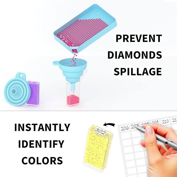 VANSUNS Diamond Painting Storage Containers Kits, Thickened Waterproof Portable Bead Storage Boxes for Diamond Painting Accessories and Tools, 160 Square Bottles