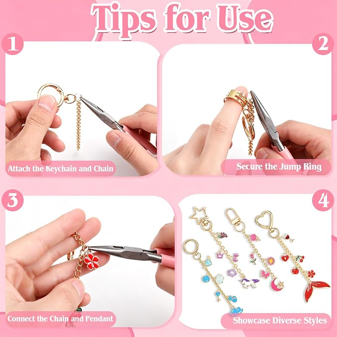 Kanmeii 587Pcs Lip Gloss Keychain Making Kit DIY Craft Supplies with Charms