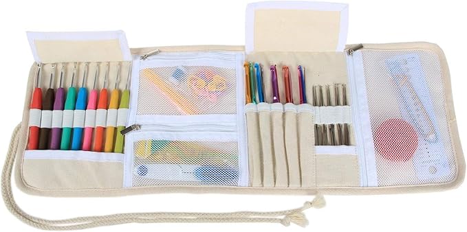 Teamoy Crochet Hook Case Organizer, Crochet Hook Roll Bag, Cartoon Cats