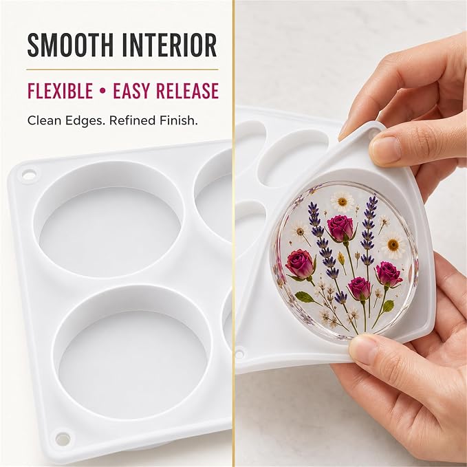 3PCS 18-Cavity Coaster Resin Molds, Round Coaster Molds for Epoxy Resin | 4 Inches Deep Coaster Silicone Molds for Resin , Epoxy Coaster Molds for Flower Bouquet Preservation,Cups Mats, DIY Craft