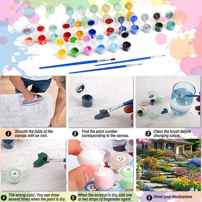 Arttoplus Landscape Paint by Numbers Kit for Adults Beginner 16x20 inch | Garden Paint by Numbers Kits for Adults Canvas, Landscape Adult Painting by Number for Gift Home Wall Decor (Without Frame)