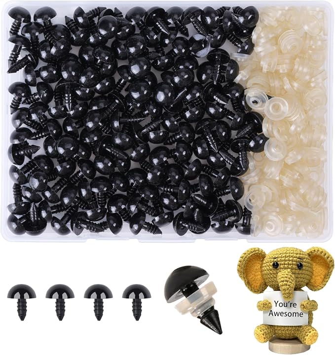 XKDOUS 12mm Safety Eyes, 280pcs Crochet Eyes for Amigurumi | Safety Eyes for Crocheting，Stuffed Animal Doll Eyes for DIY Crafts