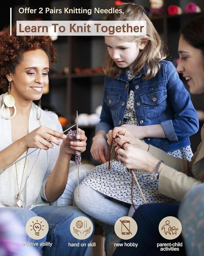 Katech Knitting Kit for Beginner- Learn to Knit Kit for Adults & Kids | Complete Hat, Scarf, Gloves Starter Knitting Kit with Step-by-Step Video Tutorials-Ideal Gift