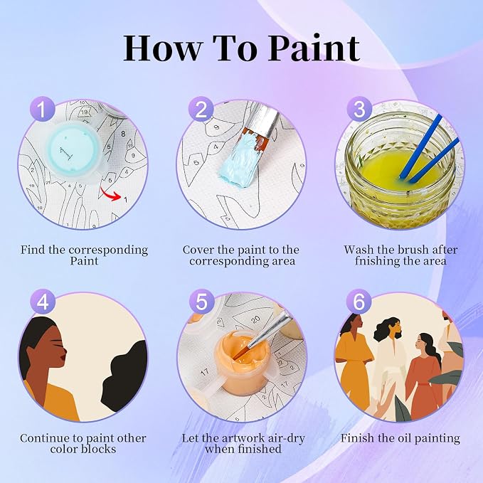 Okarina 6 Pack Paint by Numbers Kit for Adults & Beginners, Women Power | Paint by Number Kits on Canvas without Frame, 8x12 Inch, DIY Painting Kit for Home Wall Decor, Gifts for Women & Men