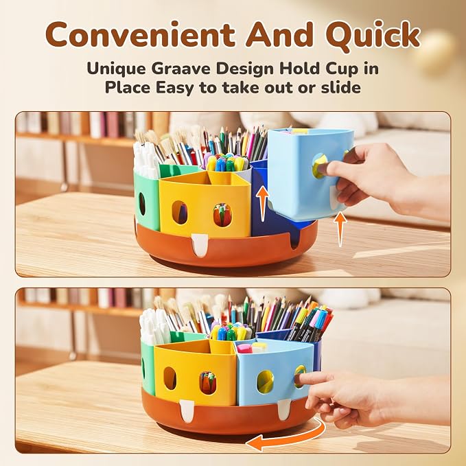 GAMENOTE Rotating Art Supply Organizer, Lazy Susan Caddy, Large