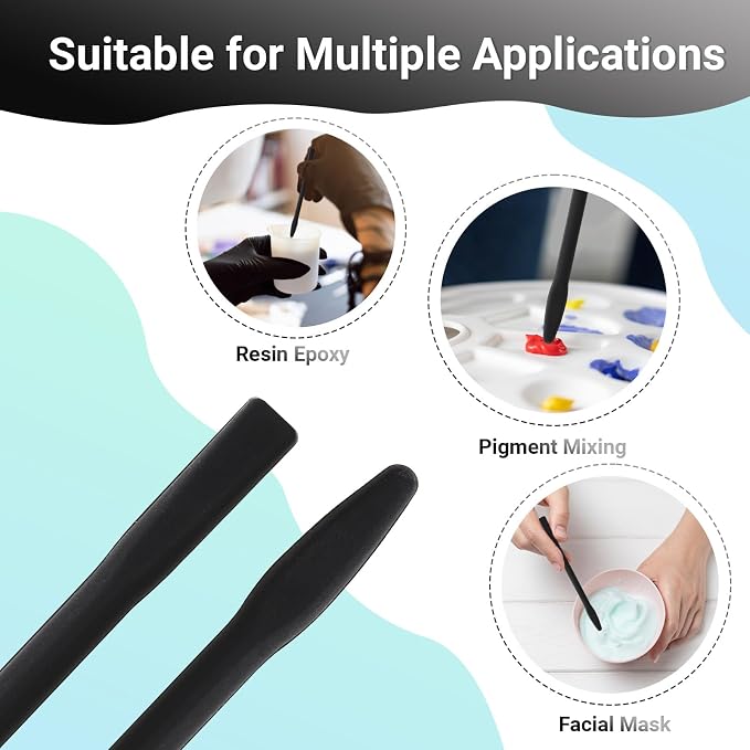 Gartful Colored Silicone Stir Sticks, Epoxy Resin Mixing Sticks Reusable Stirring Rods for Art Supplies, DIY Crafts Resin, Paint Mixing, Craft Supplies, Tumbler Making, Face Mask Spatula,Black