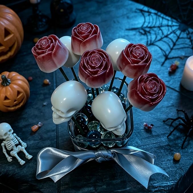 Small Skull Silicone Molds, Set of 6 Halloween Skull Head Molds | 3D Skull Silicone Molds for Candle, Epoxy Resin, Keychain, Soap Plaster, Fine Detail Skeleton Craft DIY Gift Art Home Decor