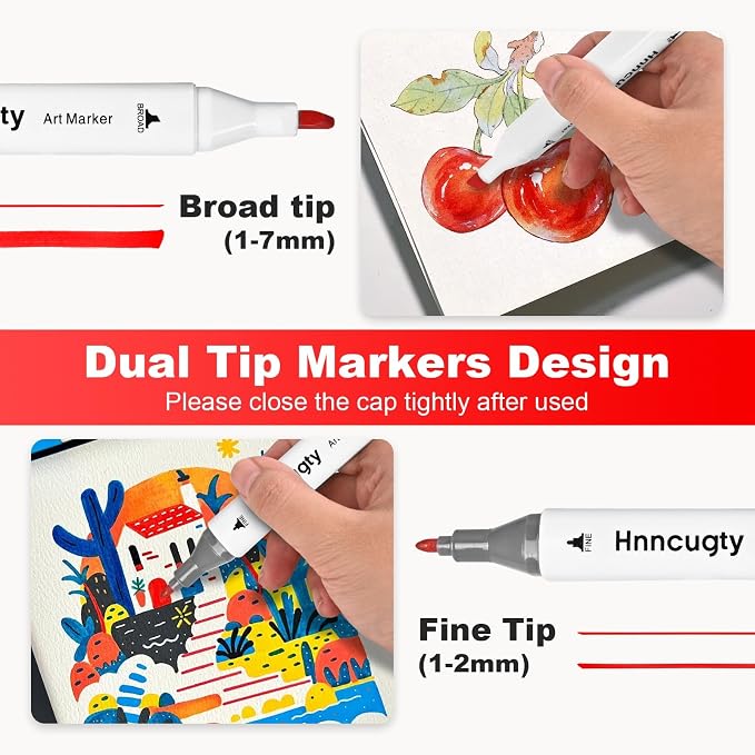 Hnncugty Alcohol Markers - Case & Holders 100 Colors Dual Tips Art Markers