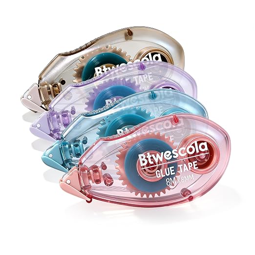 Double Sided Tape Roller - 4 Pack Scrapbook Glue Tape Runner Roller for Scrapbooking,Wrapping, Kids Paper,Crafts Gift Wrap for Schools, Offices(0.31 inch x 26 feet)