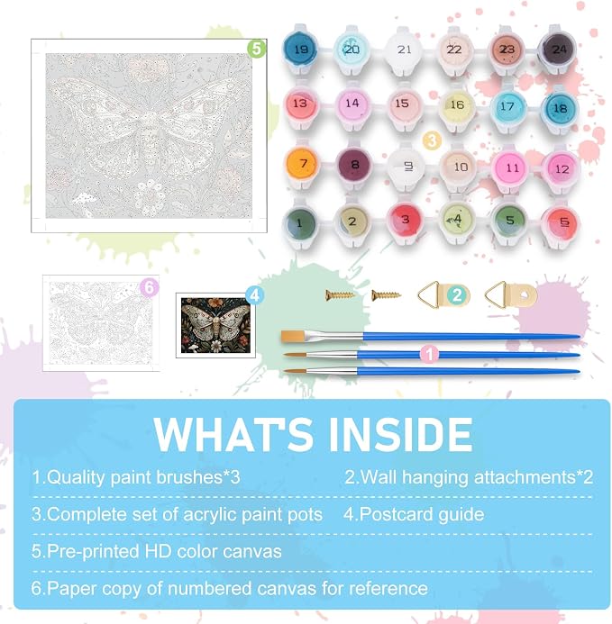 Paint by Numbers Kit for Adults, Butterfly DIY Acrylic Canvas Painting Set | 16x20 Inch, Number Painting Craft Kit for Adults, Perfect for Beginners, Home Wall Decor, Stress Relief Relaxing Hobby Gift