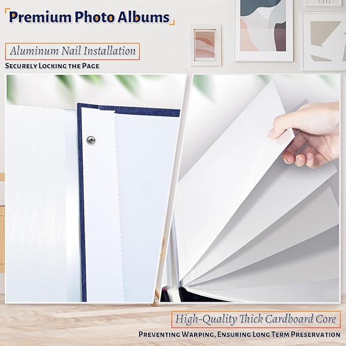 Artfeel Photo Album Self Adhesive Scrapbook,Large Photo Book for 4x6,5x7,8x10 Pictures,DIY Album for Baby Wedding Family Travel Birthday,with Metallic Pen and Scraper
