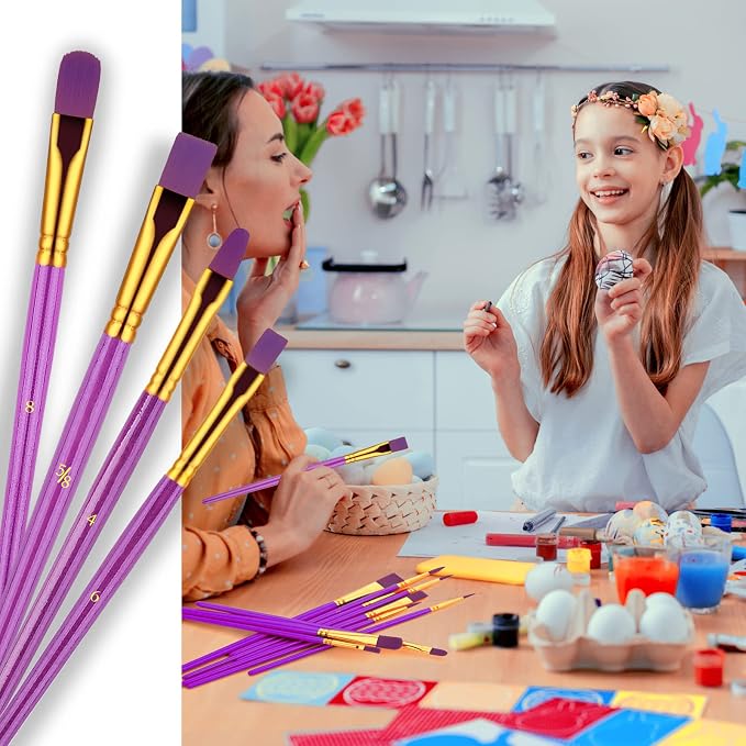 Paint Brushes Set, 20 Pcs Paint Brushes for Acrylic Painting, Oil Watercolor Acrylic Paint Brush, Artist Paintbrushes for Body Face Rock Canvas, Adult Drawing Arts Crafts Supplies, Purple | Artist Paintbrush (Nylon Hair Wood Handles) for Adult Drawing,...