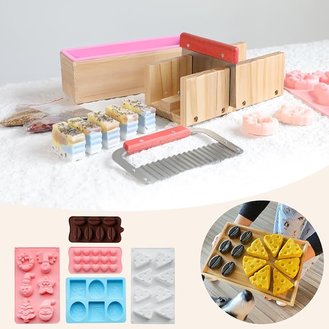 100+ Pcs Deluxe Soap Making Kit, 5.5lb Natural Soap Base with Soap Melting Pot, 8 Essential Oils, 10 Dyes, 5 Soap Molds, etc., All-in-One DIY Soap Making Supplies for Beginners