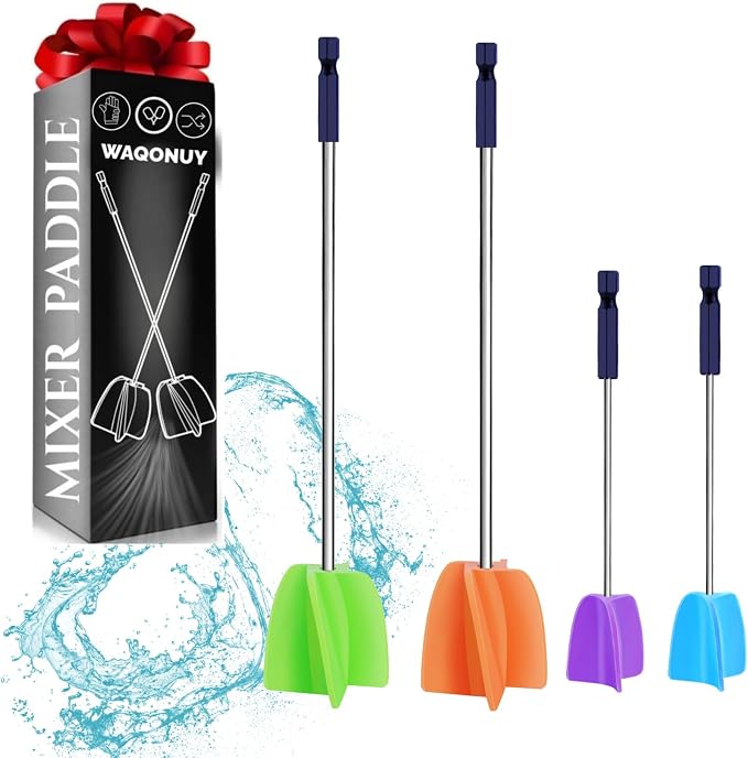2 Big+2 Small Silicone Resin Mixer Paddles for Drill, Epoxy Mixer Attachment for Drill, Paint Mixer/Paint Stirrer for Mixing Resin, Epoxy, Silicone Molds