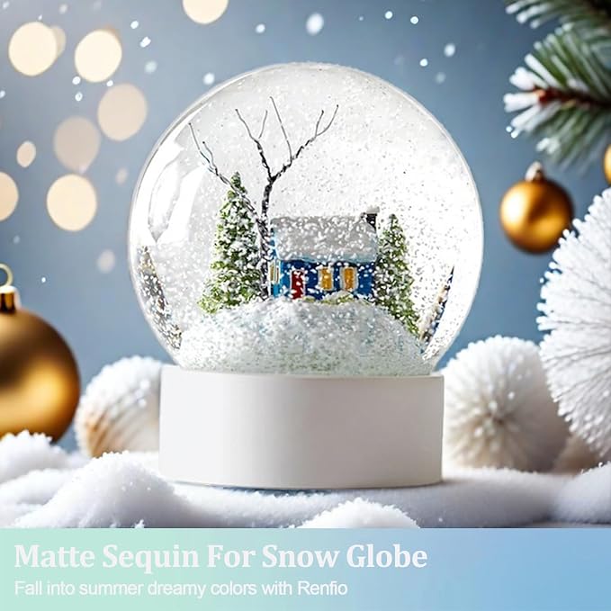 Renfio Matte White Chunky Glitter,1.76oz/50g Mixed Resin Glitter for Craft