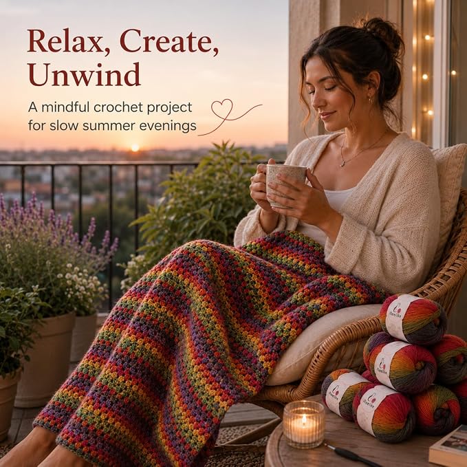 Aeelike Crochet Blanket Kit for Adults,Vedio Tutorial,Wool Yarn 10 Skeins