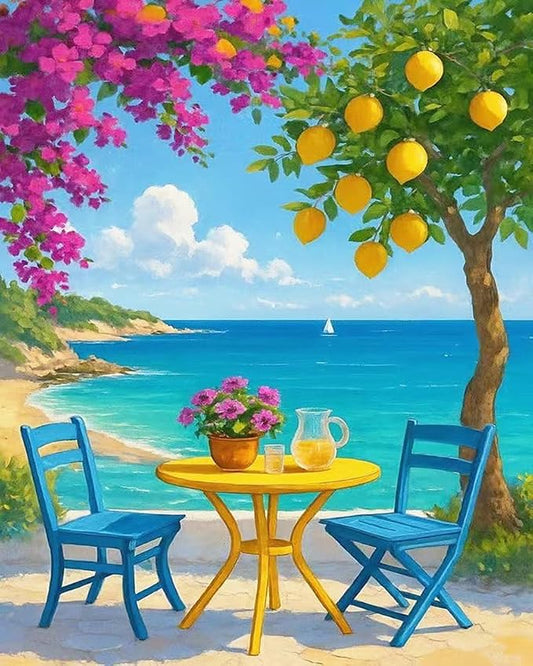 ZRIZQ Landscapes Paint by Numbers Kit for Adults Beginner,Lemon Tree,16x20 | Full set with wooden brushes,rolled canvas,rich paints.Calming activity.Beginner friendly.Just open and paint.