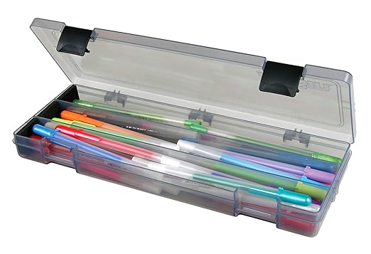 ArtBin Pencil Utility Box, Divided Organizer for Pens and Markers, Charcoal