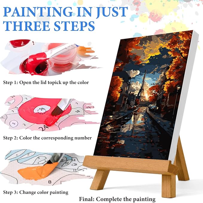 PRASIO Paint by Numbers Kit for Adults Beginner, Eiffel Tower Adult Paint by Number Kits, DIY Acrylic Paint by Numbers Kit for Adults Canvas for Home Decor Gift 16x20 Inch