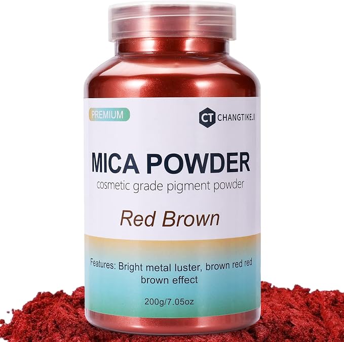 Mica Powder,7.05OZ（200g）,Red Brown Mica Powder Pigment for Epoxy Resin，Lip Gloss，Paint，Dye，Soap Making，Nail Polish,Candle Making,Bath Bombs(Red Brown)