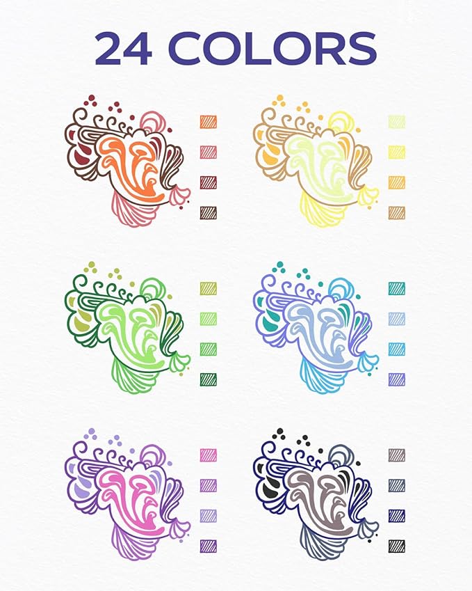 Four Candies Quick Dry Ink Colorful Pens Set, 24 Colors
