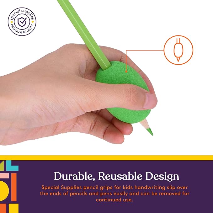 Special Supplies Egg Pen-Pencil Grips for Kids and Adults Colorful, Cushioned Holders for Handwriting, Drawing, Coloring - Ergonomic Right or Left-Handed Use - Reusable (Multicolor- 6 Pack)